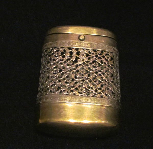 Antique Cigarette Case 1900s Gold Filigree Vesta Case Ornate Cigarette Holder EXTREMELY RARE