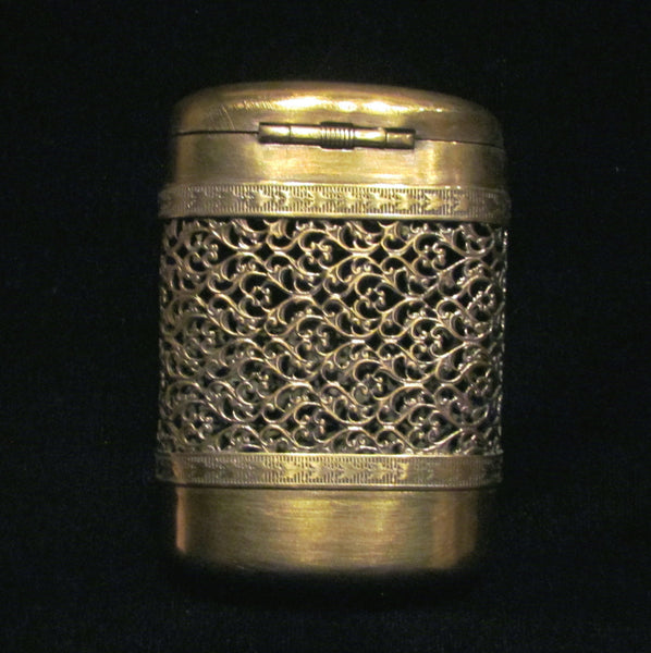 Antique Cigarette Case 1900s Gold Filigree Vesta Case Ornate Cigarette Holder EXTREMELY RARE