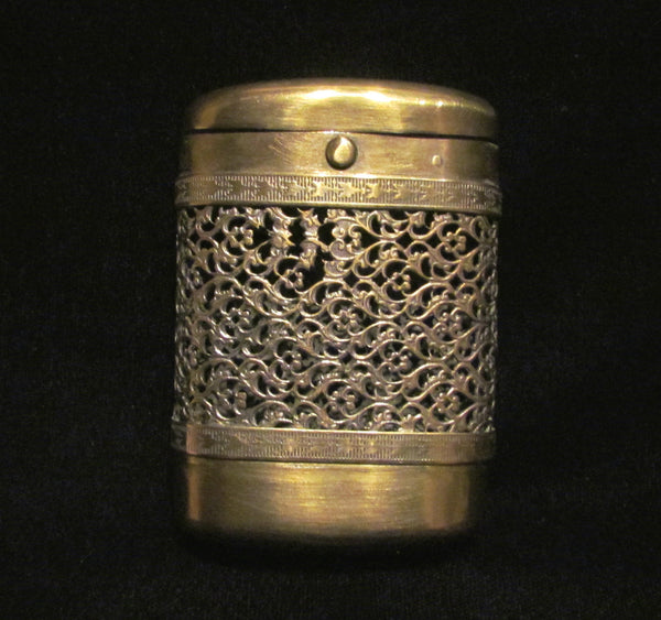 Antique Cigarette Case 1900s Gold Filigree Vesta Case Ornate Cigarette Holder EXTREMELY RARE