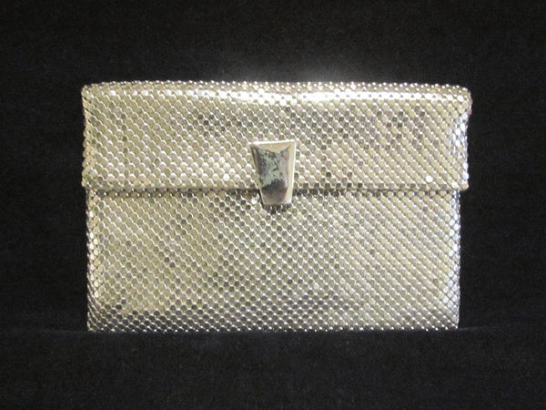 1930s Whiting Davis Silver Mesh Clutch Purse Vintage Envelope Style Formal Purse