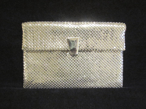 1930s Whiting Davis Silver Mesh Clutch Purse Vintage Envelope Style Formal Purse