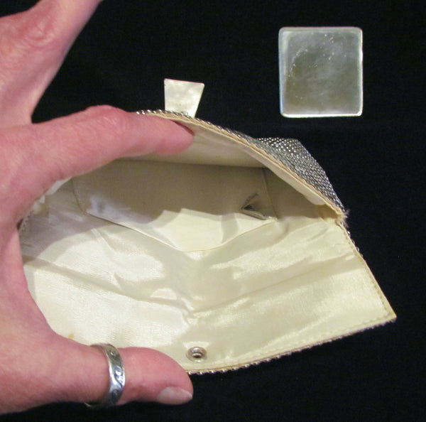1930s Whiting Davis Silver Mesh Clutch Purse Vintage Envelope Style Formal Purse