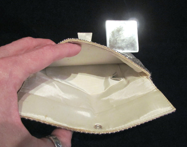 1930s Whiting Davis Silver Mesh Clutch Purse Vintage Envelope Style Formal Purse