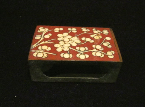 1920s Matchbox Match Holder Cloisonne Vintage Match Safe Enamel & Brass Matchbox Cover