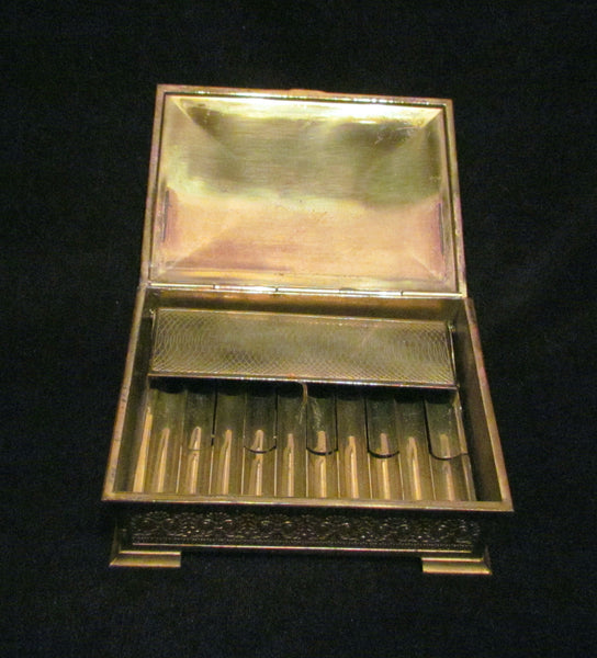 Vintage Cigarette Box Dispenser 1940's Japan Brass Tabletop Cigarette Case