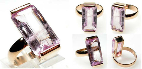 9.75ct Pink Kunzite 14Kt Gold Ring High Fashion Bruce Magnotti Cocktail Ring Fine Jewelry Size 7