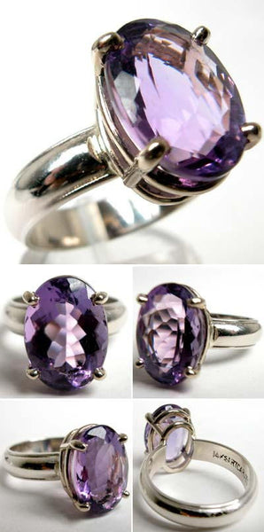 14Kt White Gold Ring 5.90ct Amethyst Ring High Fashion Bruce Magnotti Cocktail Ring Fine Jewelry Size 7 3/4