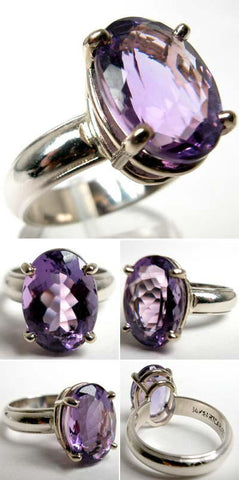 14Kt White Gold Ring 5.90ct Amethyst Ring High Fashion Bruce Magnotti Cocktail Ring Fine Jewelry Size 7 3/4