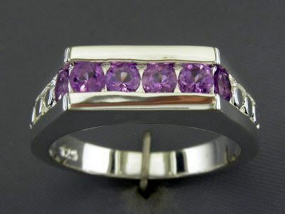 Sterling Silver Amethyst Ring 6 Round Cut .50ct Amethyst Ring  Size 7