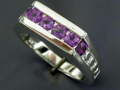 Sterling Silver Amethyst Ring 6 Round Cut .50ct Amethyst Ring  Size 7