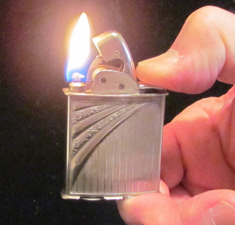 Evans Spitfire Lighter 1940s Silver Lighter Art Deco Working Pocket Lighter