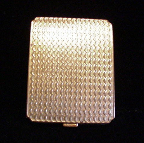 1930s Gold Floral Enamel Powder & Mirror Makeup Compact