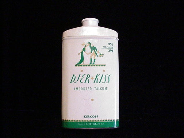 1930's Djer Kiss Powder Tin Kerkoff Art Deco Imported Talcum Powder Excellent Condition