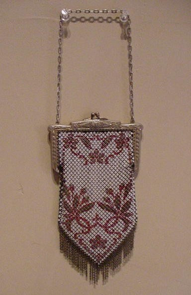 Antique Mandalian Mesh Purse Vintage Enamel Flapper Art Deco Bag