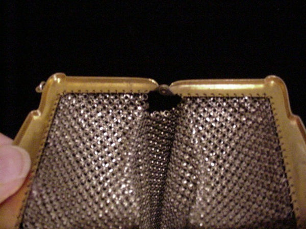 Antique Mandalian Mesh Purse Vintage Enamel Flapper Art Deco Bag