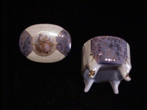 Victorian Lusterware Porcelain Powder Jar Vintage Ceramic Jewelry Box Trinket Box