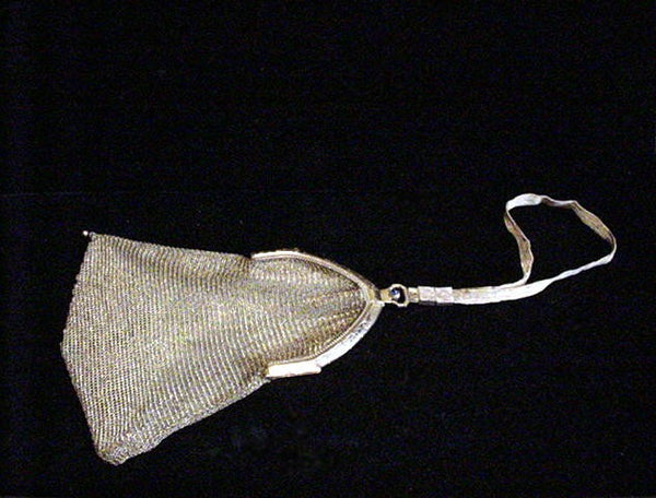 1900s Soldered Gold Mesh Purse Whiting & Davis Antique Flapper Bag Victorian Formal Evening Bridal Wedding