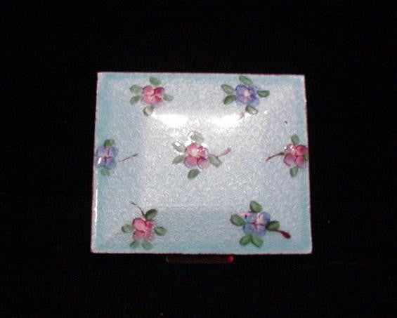 Vintage Guilloche Enamel Compact 1940s Powder & Mirror Compact