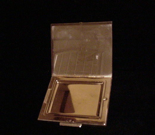 Vintage Guilloche Enamel Compact 1940s Powder & Mirror Compact