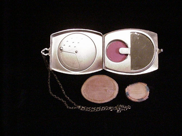 Vintage Silver Compact Dance Purse 1910 Wristlet Powder Compact Purse