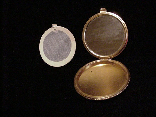 Vintage Tapestry Powder Compact 1930's Petit Point Mirror Compact