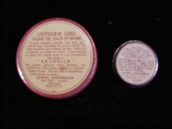 Outdoor Girl Tin Art Deco Powder & Lip Rouge Vintage Advertising Sample Tins Rare Set