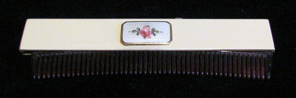 1922 Guilloche Enamel Comb B & B Co Vintage Retractable Ladies Comb Art Deco Comb