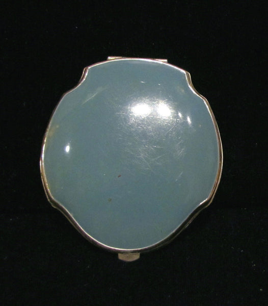 1940s Silver And Blue Enamel Compact Art Deco Elgin American Mirror Powder Compact
