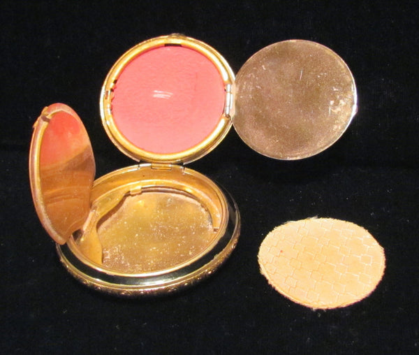 Stunning Guilloche Compact 1930's Powder Rouge Mirror Vanity Compact