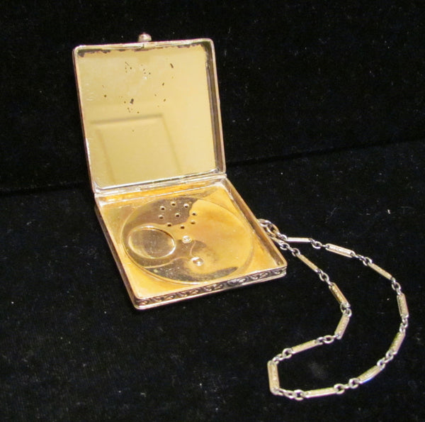 Antique Guilloche Compact Purse Powder Mirror Compact Dance Purse Wristlet Antique Victorian RARE