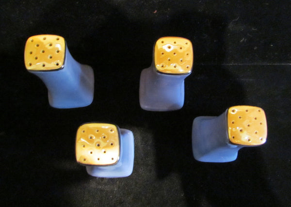 1930's Blue Lusterware Salt & Pepper Shakers Set of 4