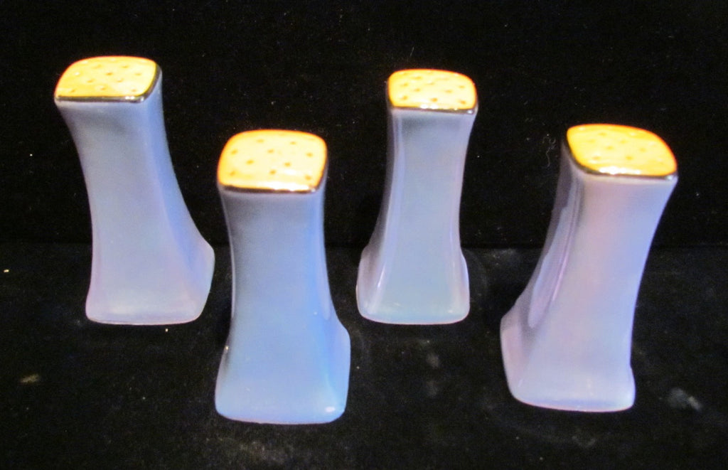 1930's Blue Lusterware Salt & Pepper Shakers Set of 4