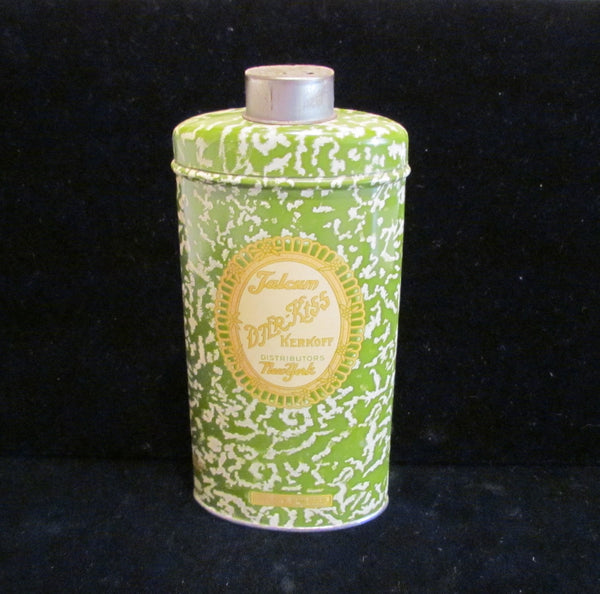 1920s Djer Kiss Powder Tin Kerkoff Talcum Powder Tin