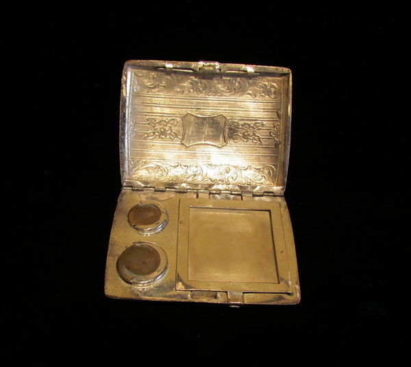 Antique Coin & Powder Compact Purse 1900's Silver Victorian