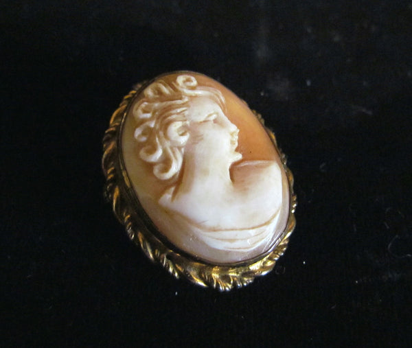 12Kt GF Carved Shell Cameo Pendant & Brooch Vintage 1930s Victorian Pin