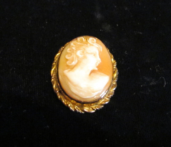 12Kt GF Carved Shell Cameo Pendant & Brooch Vintage 1930s Victorian Pin