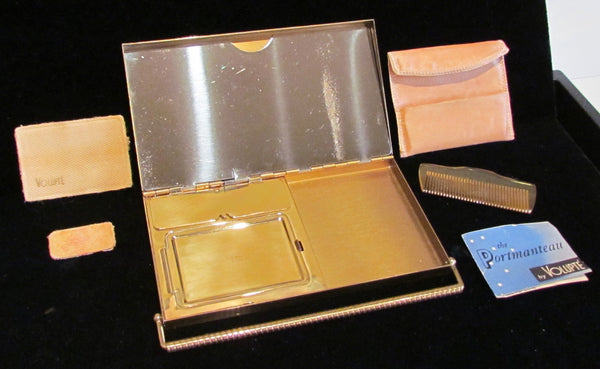 Volupte Portmanteau Compact Purse 1950s Powder Mirror & Cigarette Case