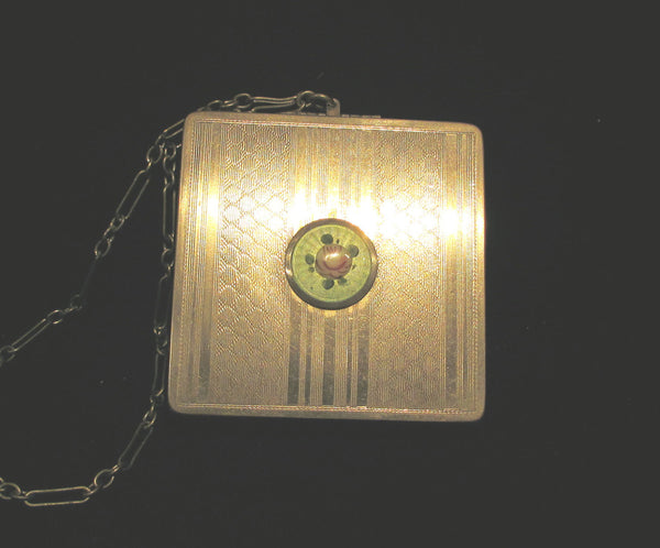 Vintage Guilloche Compact Purse 1920's Engine Turned Wristlet Purse