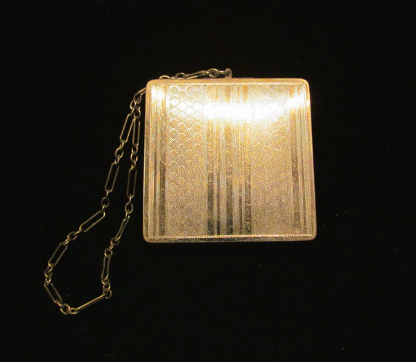 Vintage Guilloche Compact Purse 1920's Engine Turned Wristlet Purse