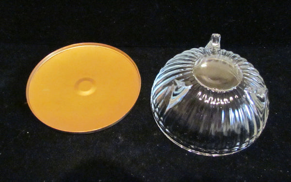 Art Deco Powder Jar 1940s Celluloid & Glass Powder Box In Excellent Condition