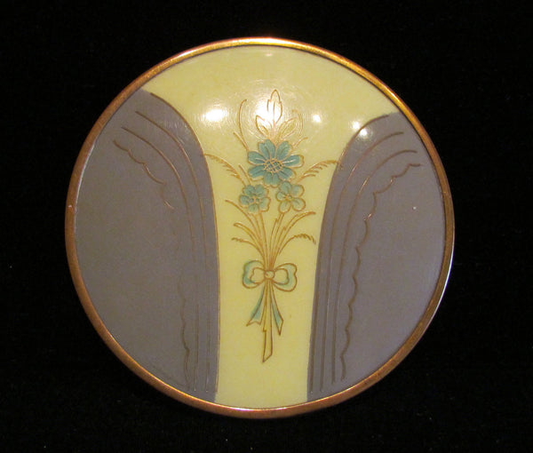 Art Deco Powder Jar 1940s Celluloid & Glass Powder Box In Excellent Condition
