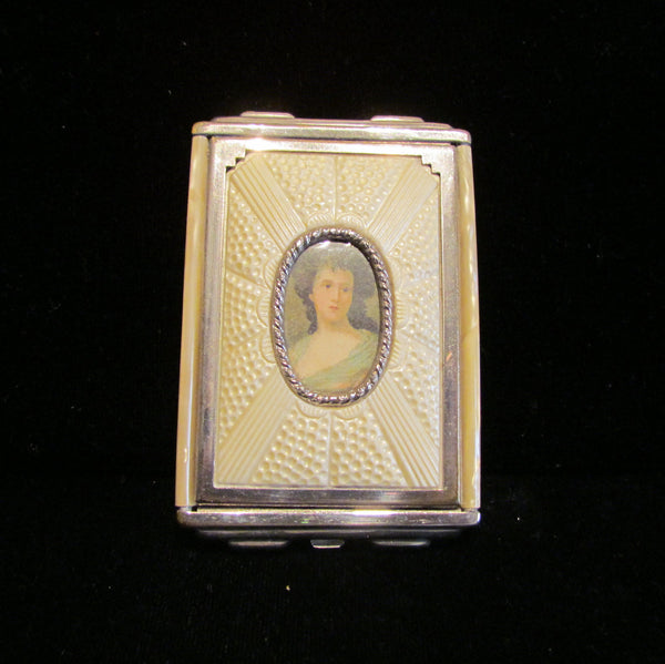 1930s Girey Cameo Portrait Compact Vintage Powder Rouge And Mirror Mint Condition