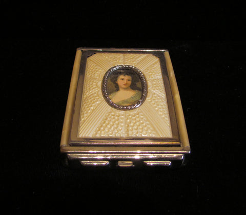1930s Girey Cameo Portrait Compact Vintage Powder Rouge And Mirror Mint Condition