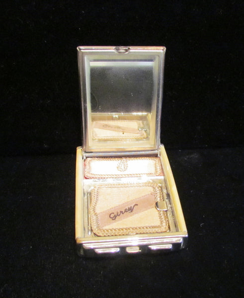 1930s Girey Cameo Portrait Compact Vintage Powder Rouge And Mirror Mint Condition