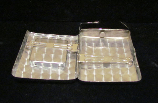 Vintage Marathon Compact Cigarette Case Lighter Black Enamel Working