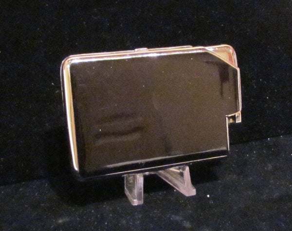 Vintage Marathon Compact Cigarette Case Lighter Black Enamel Working