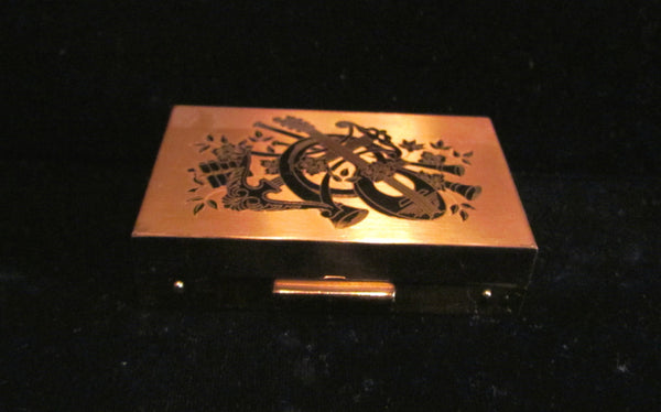 Vintage Musical Compact Elgin American Music Box Powder Mirror Compact