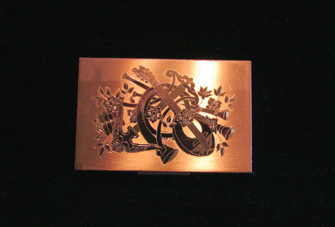 Vintage Musical Compact Elgin American Music Box Powder Mirror Compact