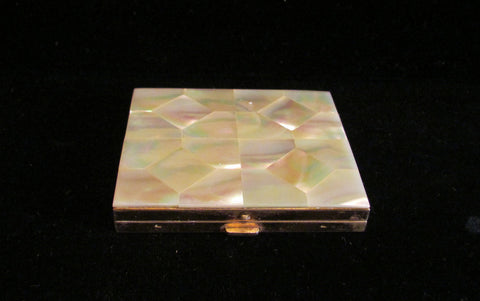 1940's Mother Of Pearl Powder Mirror Compact MOP