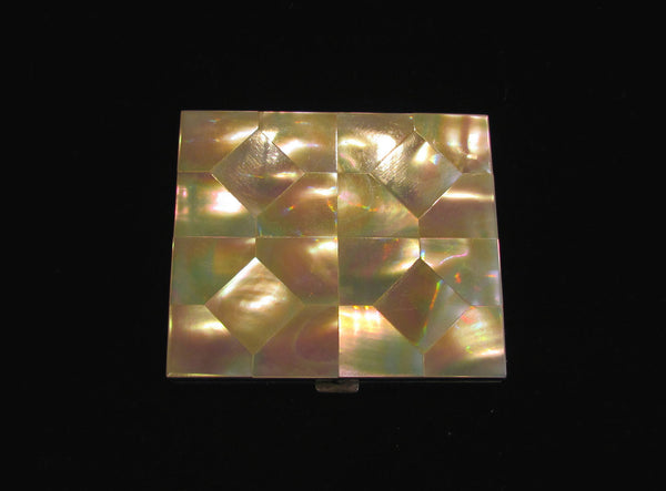 1940's Mother Of Pearl Powder Mirror Compact MOP